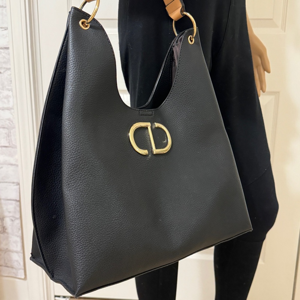 GIANNI BINI Beautiful Black Brown Hobo Shoulder Handbag - Picture 6 of 16